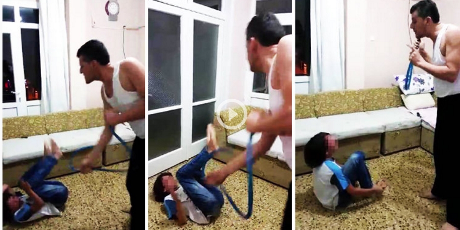 İbret olsun diye çocuğuna hortumla işkence yaptı!