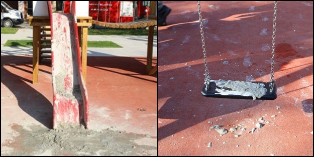 Çocuk parkına çirkin saldırı!