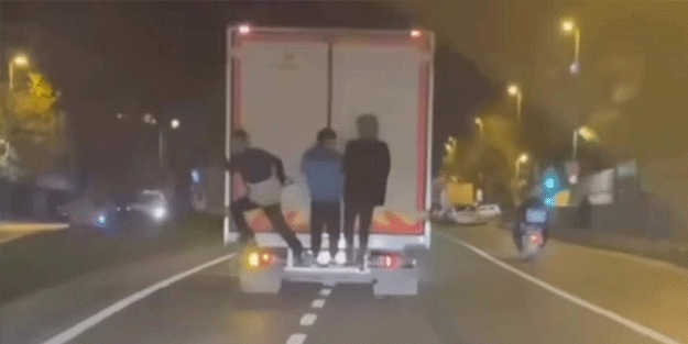 Çocukların tehlikeli oyunu kamerada