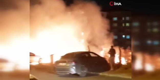 Çocukların torpille oyunu yangına neden oldu: 2 otomobil yandı