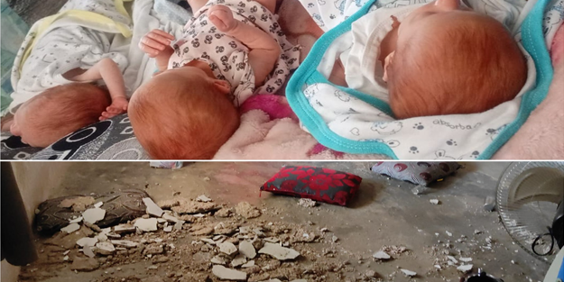 Çöken tavanın altında kalan üçüz bebekler yaralandı!