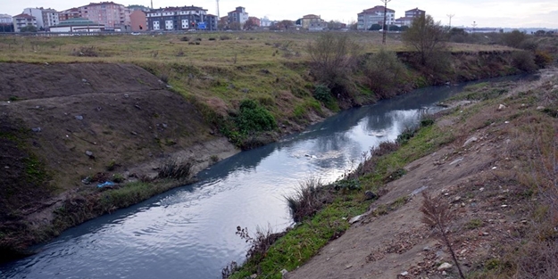 Çorlu Deresi, kirlilikten dolayı griye boyandı