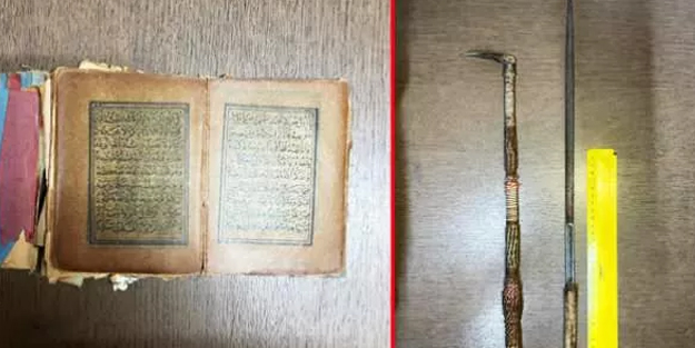 Çorum bölgesinden dikkat çeken tarihi eser: Değere sahip, sırlarla dolu Kur'an-ı Kerim ve hançer! İlk görüntüler geldi