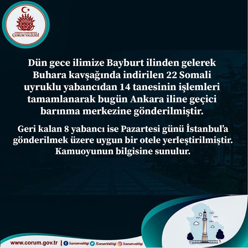 Çorum Valiliğinden Somalili mültecilerle ilgili açıklama 