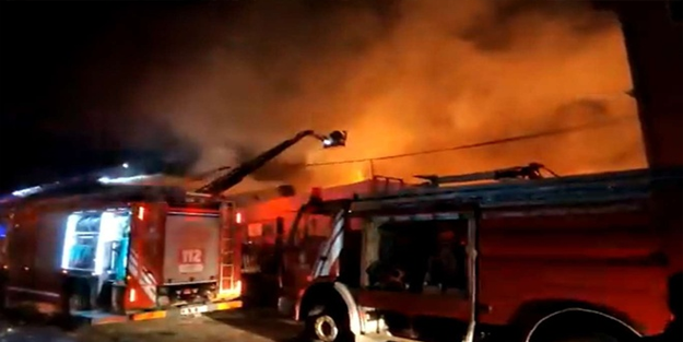 Çorum'da kiremit fabrikasında yangın