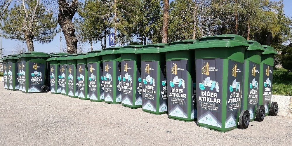 Çorum’da tek kullanımlık maske ve eldivenler ayrı toplanmaya başlandı 