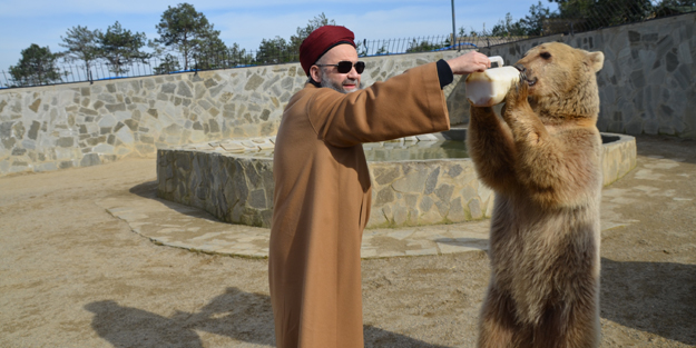 Cübbeli Ahmet Hoca'yı hiç böyle görmediniz! Elleriyle boz ayı besledi