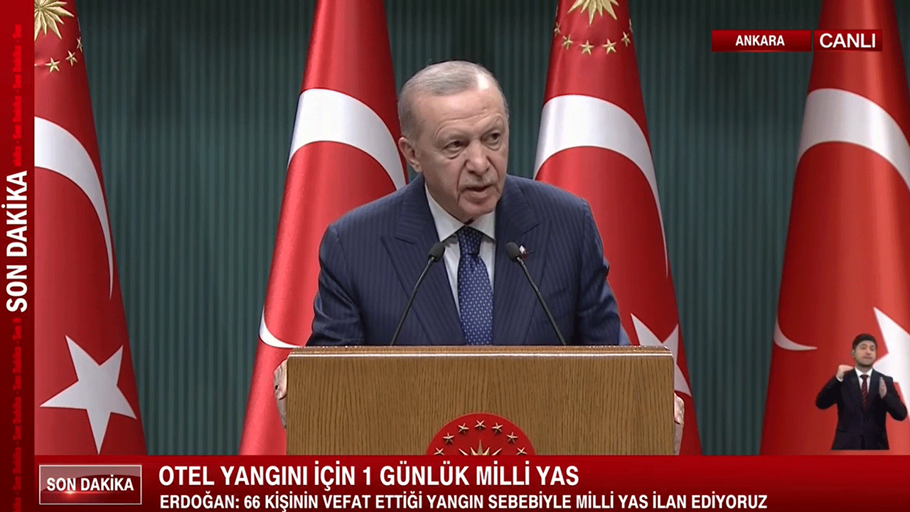 Cumhurbaşkanı Erdoğan: Milli yas ilan ediyoruz