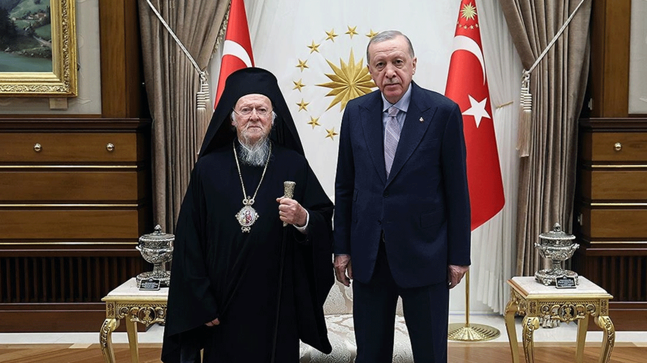 Cumhurbaşkanı Erdoğan Bartholomeos'u Külliye'de kabul etti