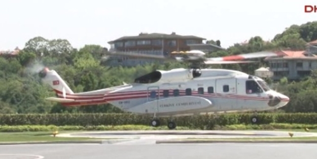 Cumhurbaşkanı Erdoğan helikopterle geldi