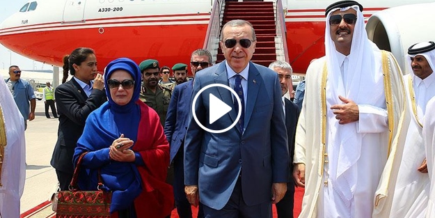Cumhurbaşkanı Erdoğan Katar'da böyle karşılandı