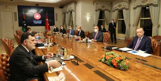 Cumhurbaşkanı Erdoğan, Libya Başbakanı Serrac ile bir araya geldi