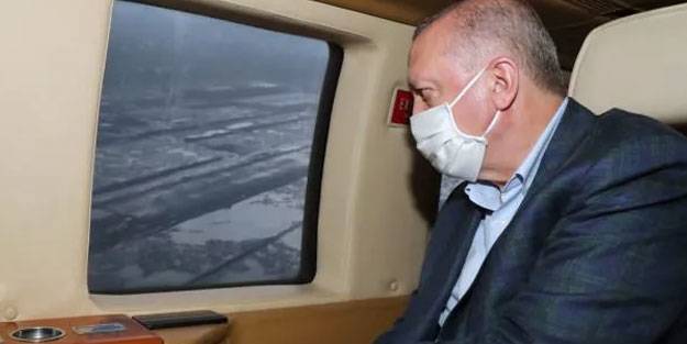 Cumhurbaşkanı Erdoğan'ı taşıyan helikopter hava muhalefeti nedeniyle Rize'ye indi
