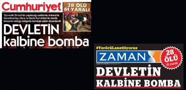 Yine aynı manşetle çıktılar