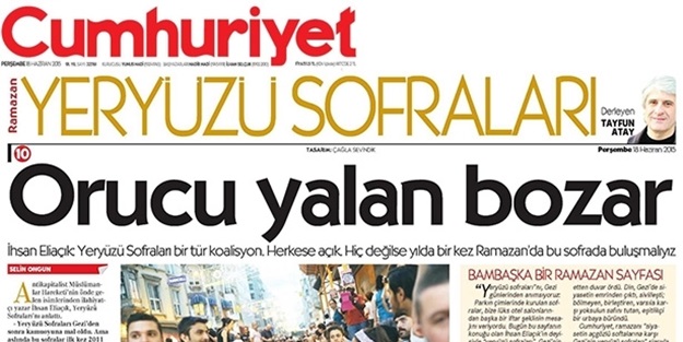 Cumhuriyet'in Ramazan sayfası bu kadar olur!