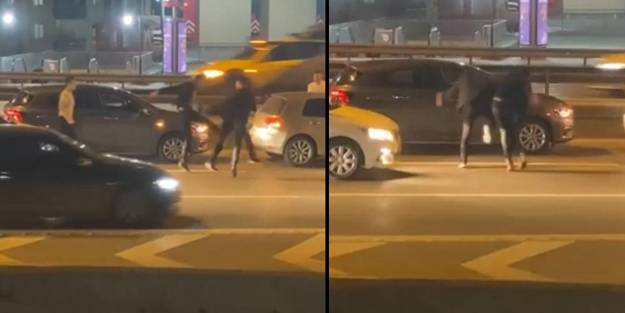 D-100 karayolu ringe döndü! Akan trafikte tekme tokat birbirlerine girdiler