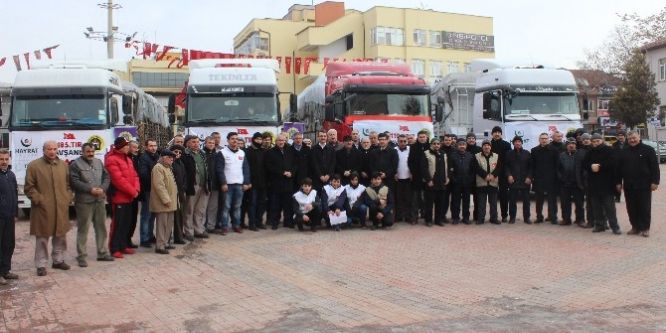 Tavşanlı’dan Halep’e 5 TIR yardım malzemesi