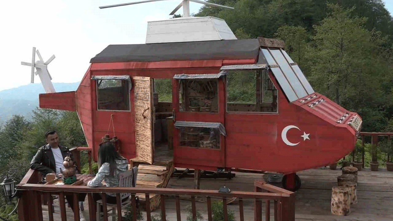 Dağ başına ‘Lazkopter’ yaptı! Sosyal medyada ilgi odağı oldu!