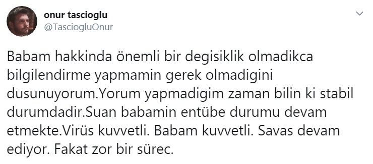 Dahiliye Profesörü Cemil Taşcıoğlu’nun son durumu hakkında oğlundan açıklama 