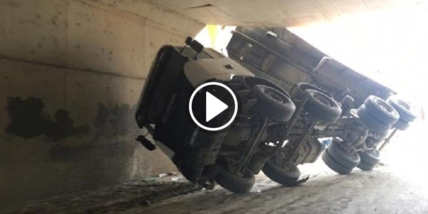 Damperi açık unutulan kamyon alt geçidi...