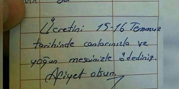 Darbe girişiminden sonra polislere gelen hesap