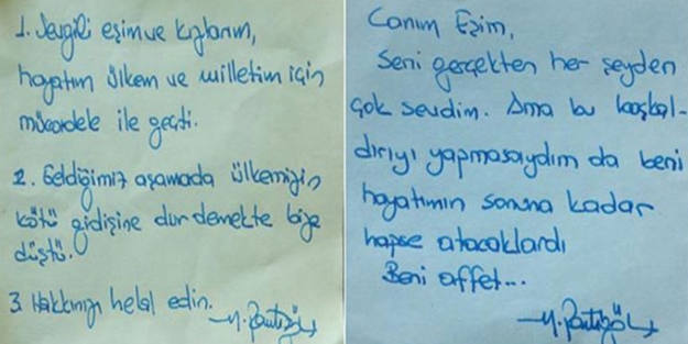 Darbeci general eşine bu notu yazmış!