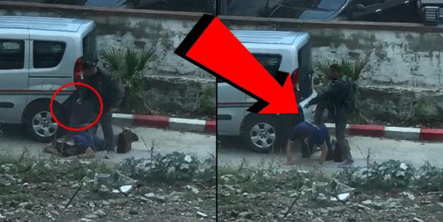 Dehşete düşüren anlar kamerada! Haciz için gelen avukatı yere yatırarak kafasına silah dayadı