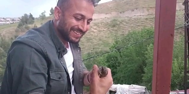 Demir profilde sıkışan kuş böyle kurtarıldı