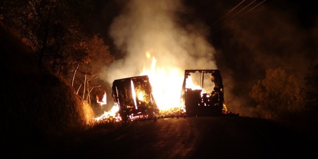 Demirtaş yakmayın dedi, PKK'lılar 3 TIR'ı ateşe verdi