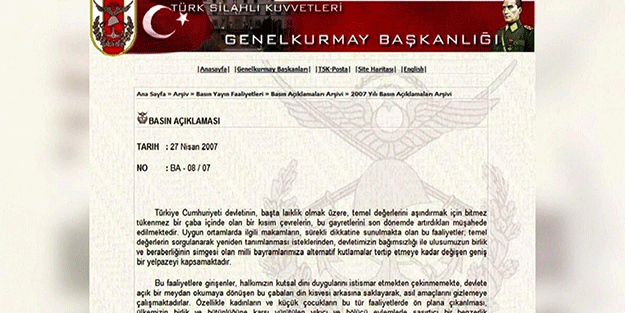 Demokrasinin kara lekesi E-muhtıra!