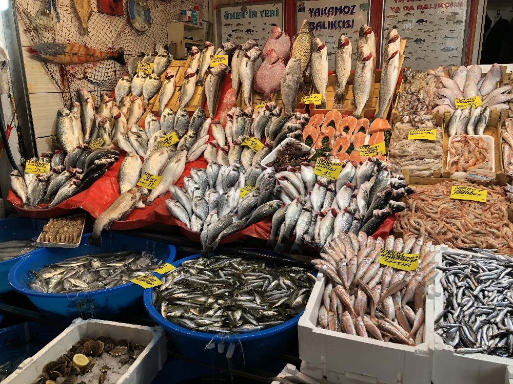 Deniz suyu sıcaklığı düştü; balık tezgahları doldu,taştı 