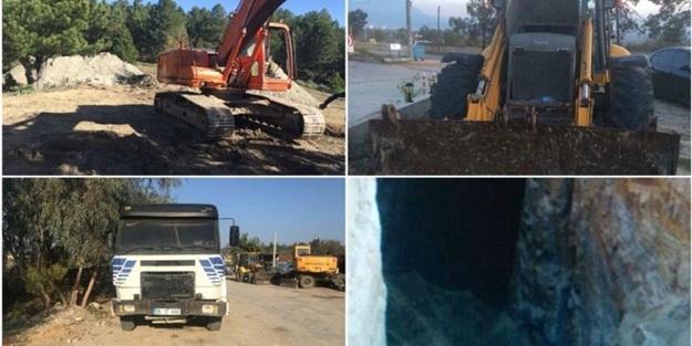 Denizli'de iş makineleriyle tarihi eser arayanlara gözaltı