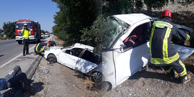 Denizli'de otomobil şarampole devrildi! Yaralılar var