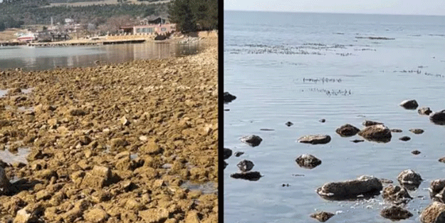 Deprem sonrası şok görüntü! Saros Körfezi’nde deniz suyu metrelerce çekildi