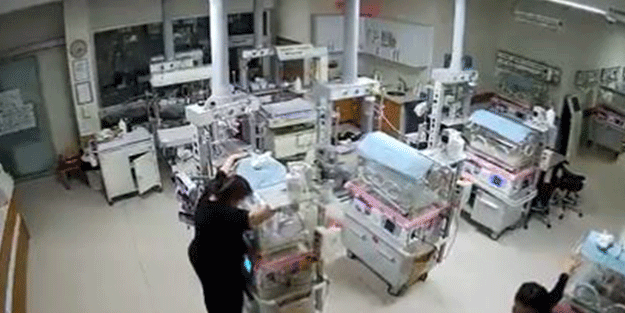 Canları pahasına bebeklerin bulunduğu kuvözlerin devrilmesini engellediler