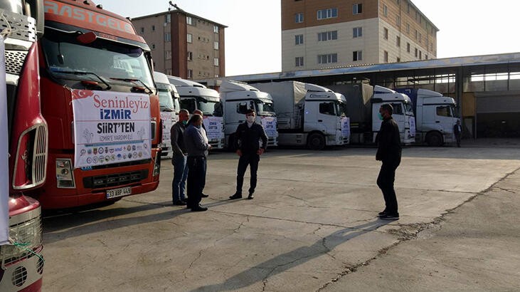 Depremzedelere Siirt’ten 10 TIR yardım