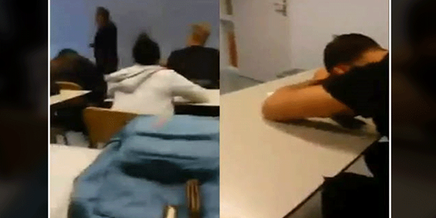 Derste uyuyan öğrencisine öyle bir şey yaptı ki - VİDEO
