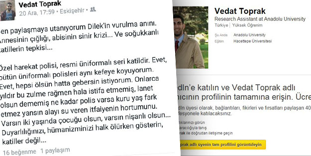 Devlet üniversitesinde görevli Vedat Toprak da HAİN çıktı!