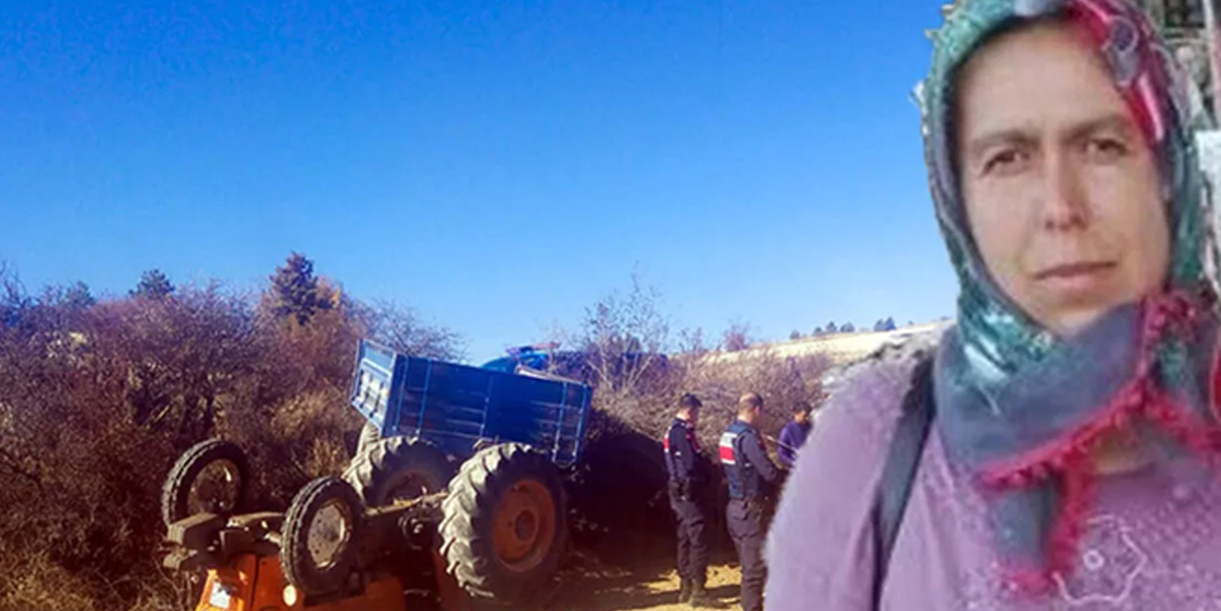 Devrilen traktörün altında kalan kadın...