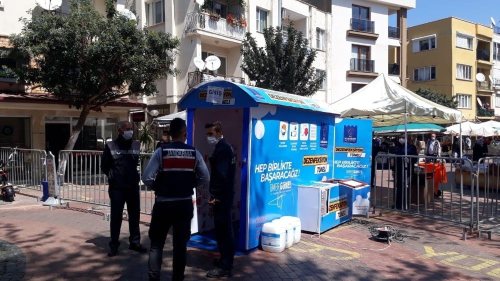 Dezenfeksiyon tüneli Güzelçamlı’da hizmete girdi 
