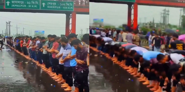 Diktatörü deviren gençler yağmur altında şükür namazı kıldı!