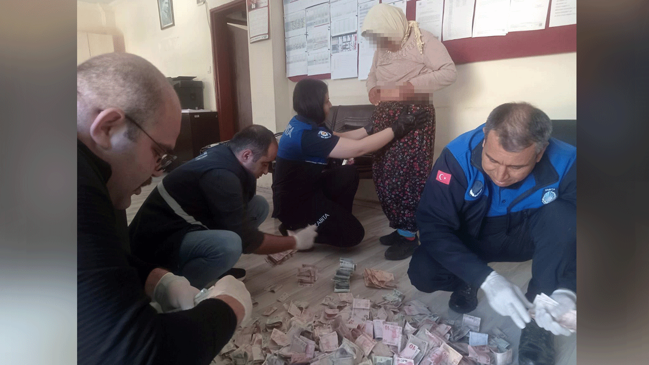 Dilenci değil yürüyen banka şubesi: Üzerinden çıkan paraları 5 zabıta 3 saatte saydı
