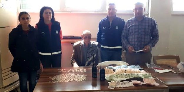 Dilencinin üzerinden 6 bin 455 TL çıktı