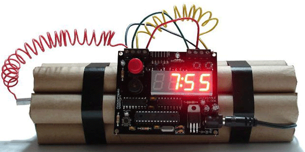 'Dinamit çalar saat'la su faturası ödemeye gitti