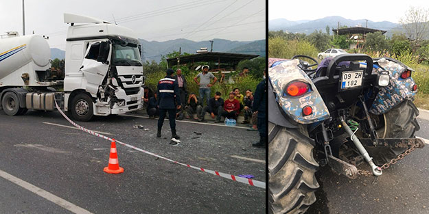 Direksiyon başında 14 yaşında bir genç vardı! Feci kazada çimento kamyonu traktöre çarptı