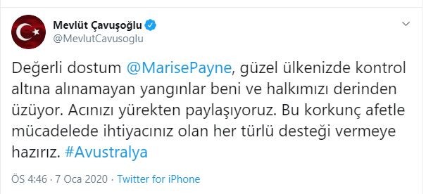 Dışişleri Bakanı Çavuşoğlu’ndan Avustralya mesajı 