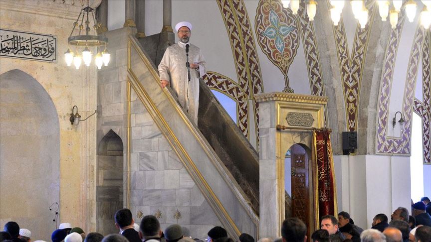Diyanet İşleri Başkanı Erbaş'tan, Hatay'da 'Hak uğrunda mücadele' konulu hutbe okudu