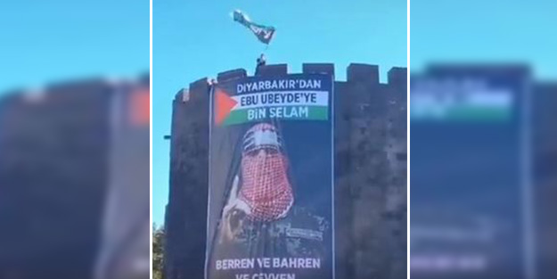 Diyarbakır surlarında 'Ebu Ubeyde' posteri!