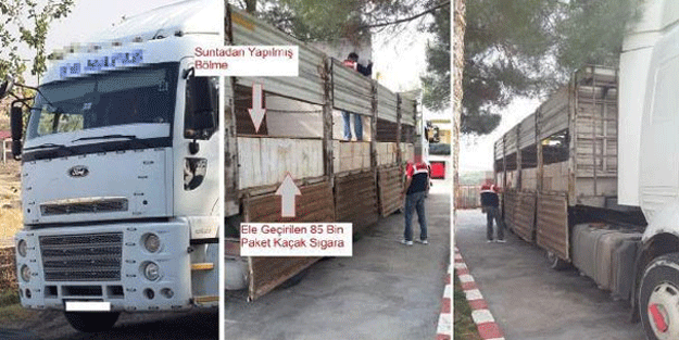 Diyarbakır'da çekiciden 425 bin liralık kaçak sigara çıktı