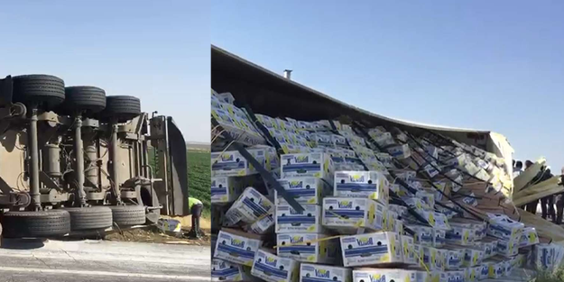 Diyarbakır’da muz yüklü TIR devrildi!